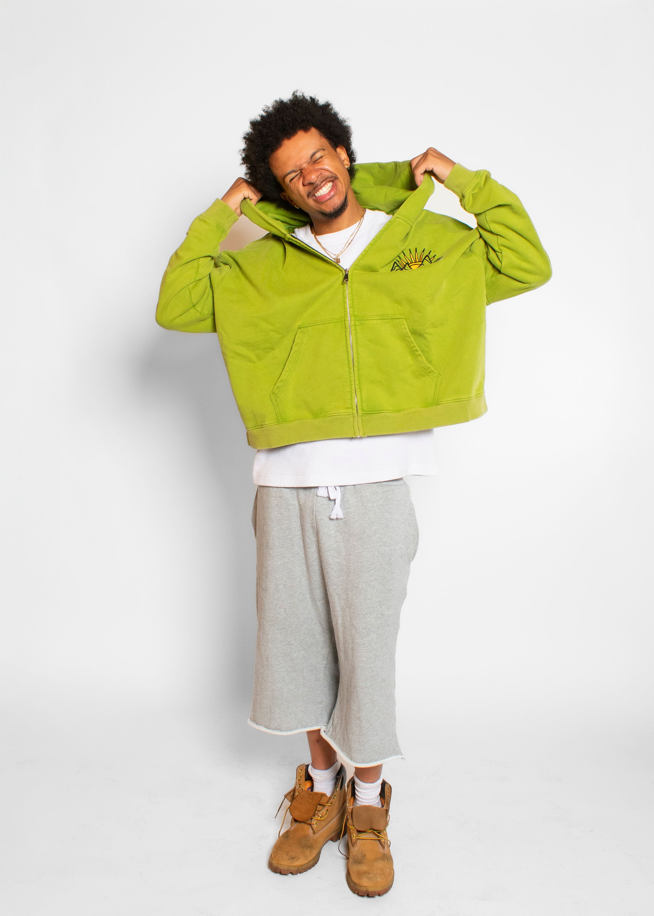 Matcha Green Retro Valley Boxy Zip Up PRE MADE