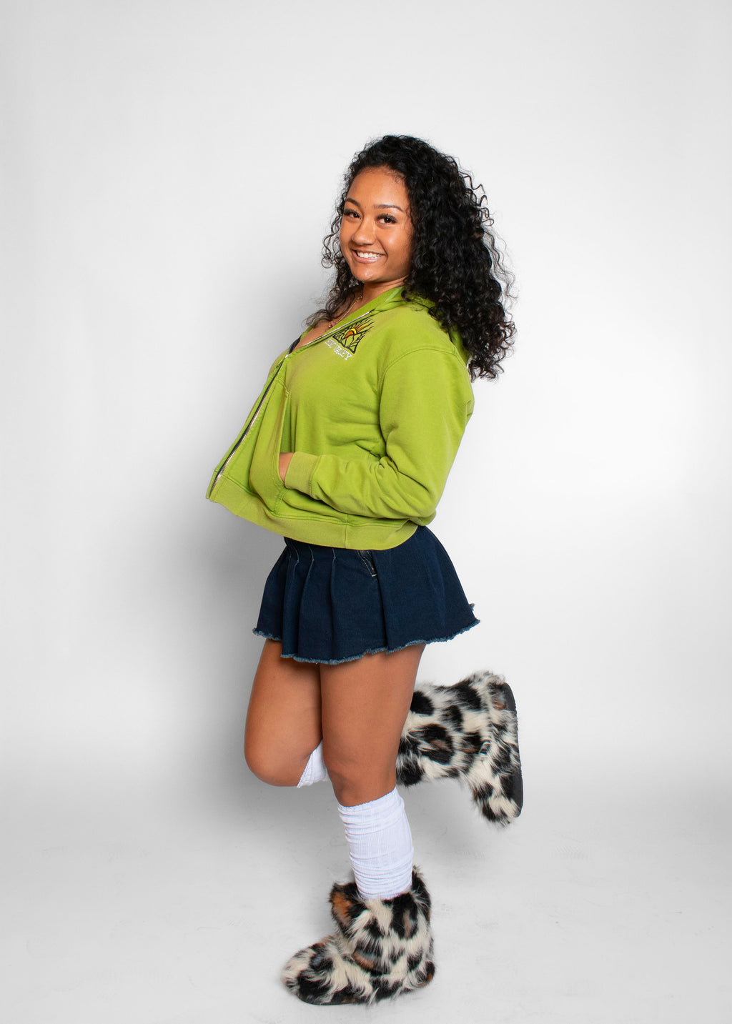 Matcha Green Retro Valley Boxy Zip Up PRE MADE