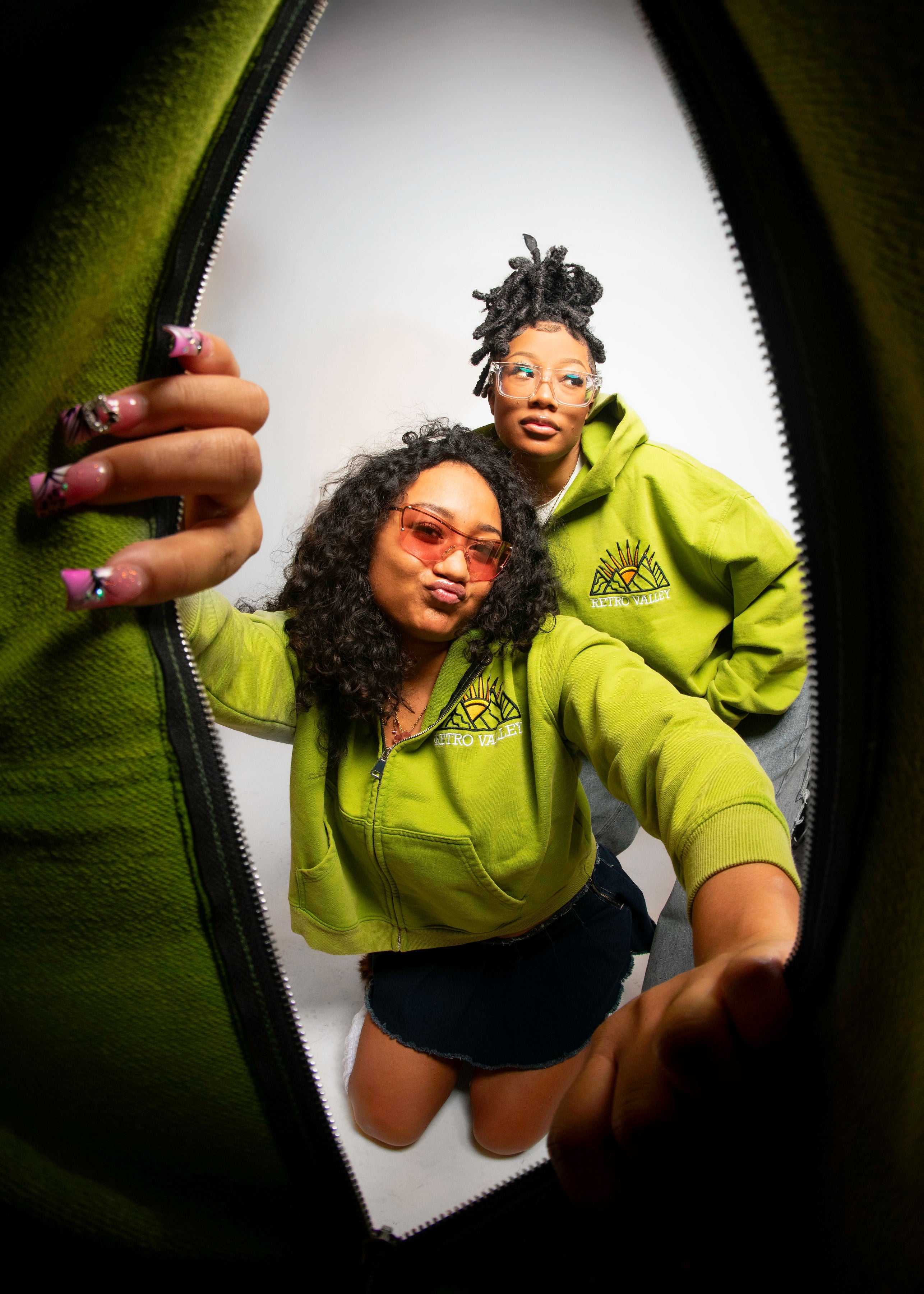 Matcha Green Retro Valley Boxy Zip Up PRE MADE