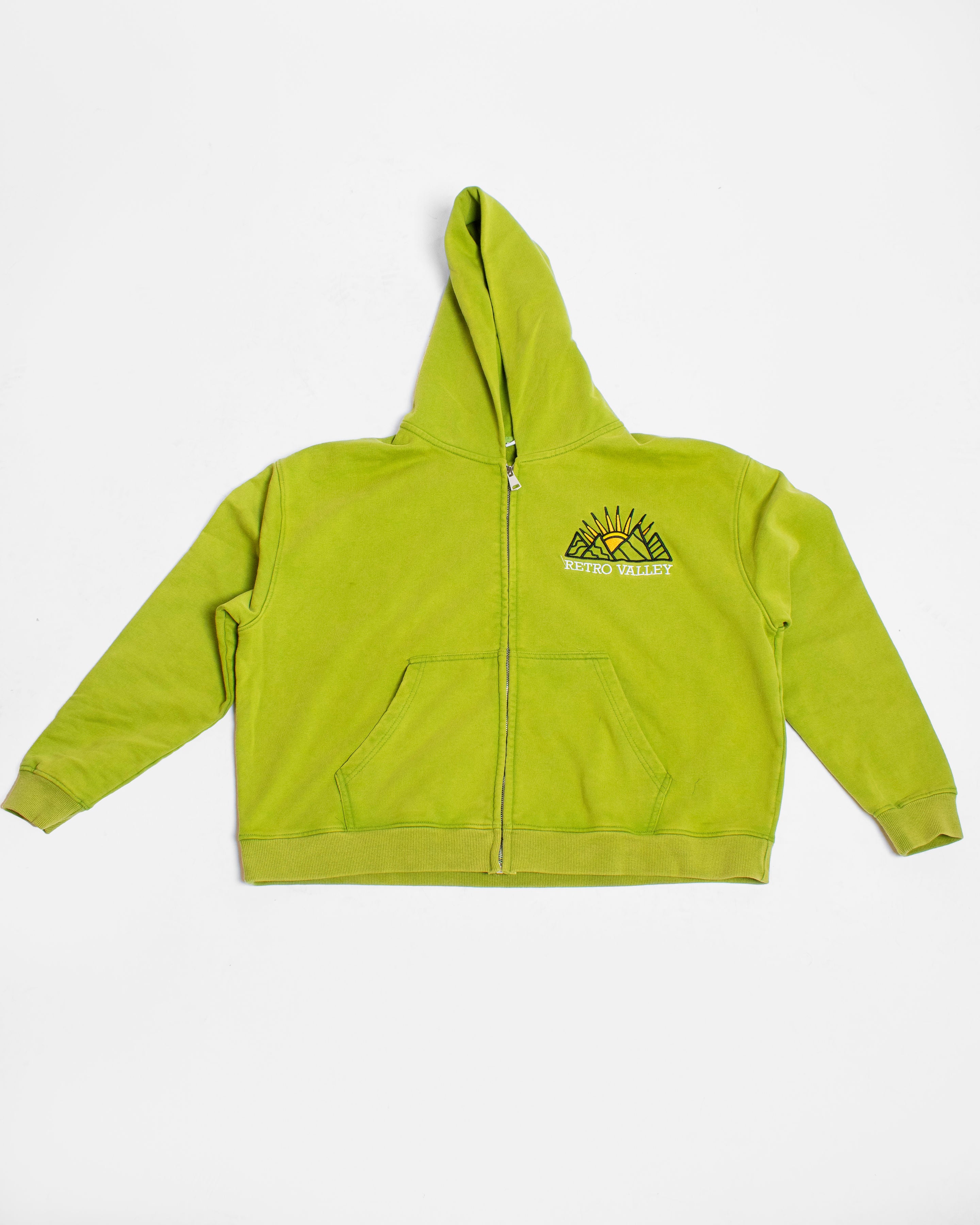 Matcha Green Retro Valley Boxy Zip Up PRE MADE