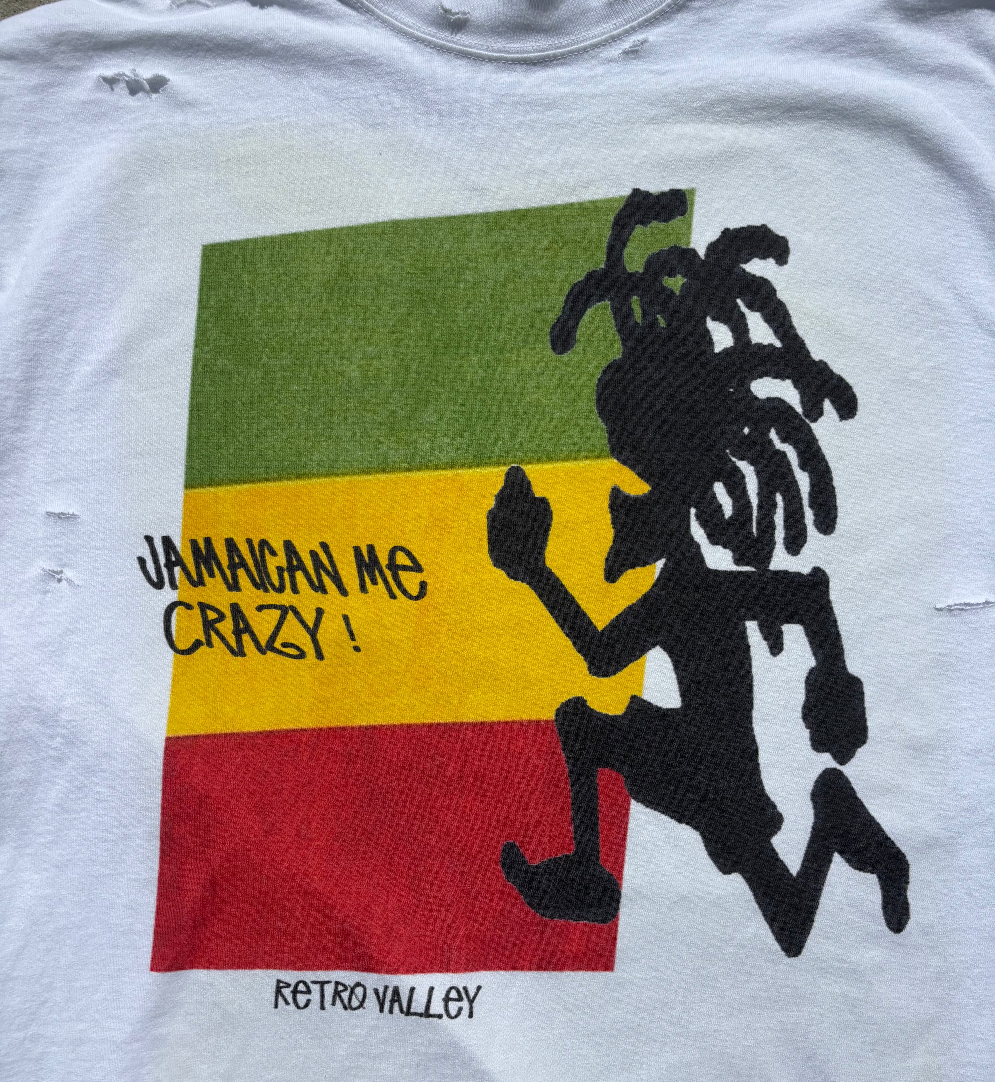 Distressed Jamaican Me Crazy! Cropped Tee