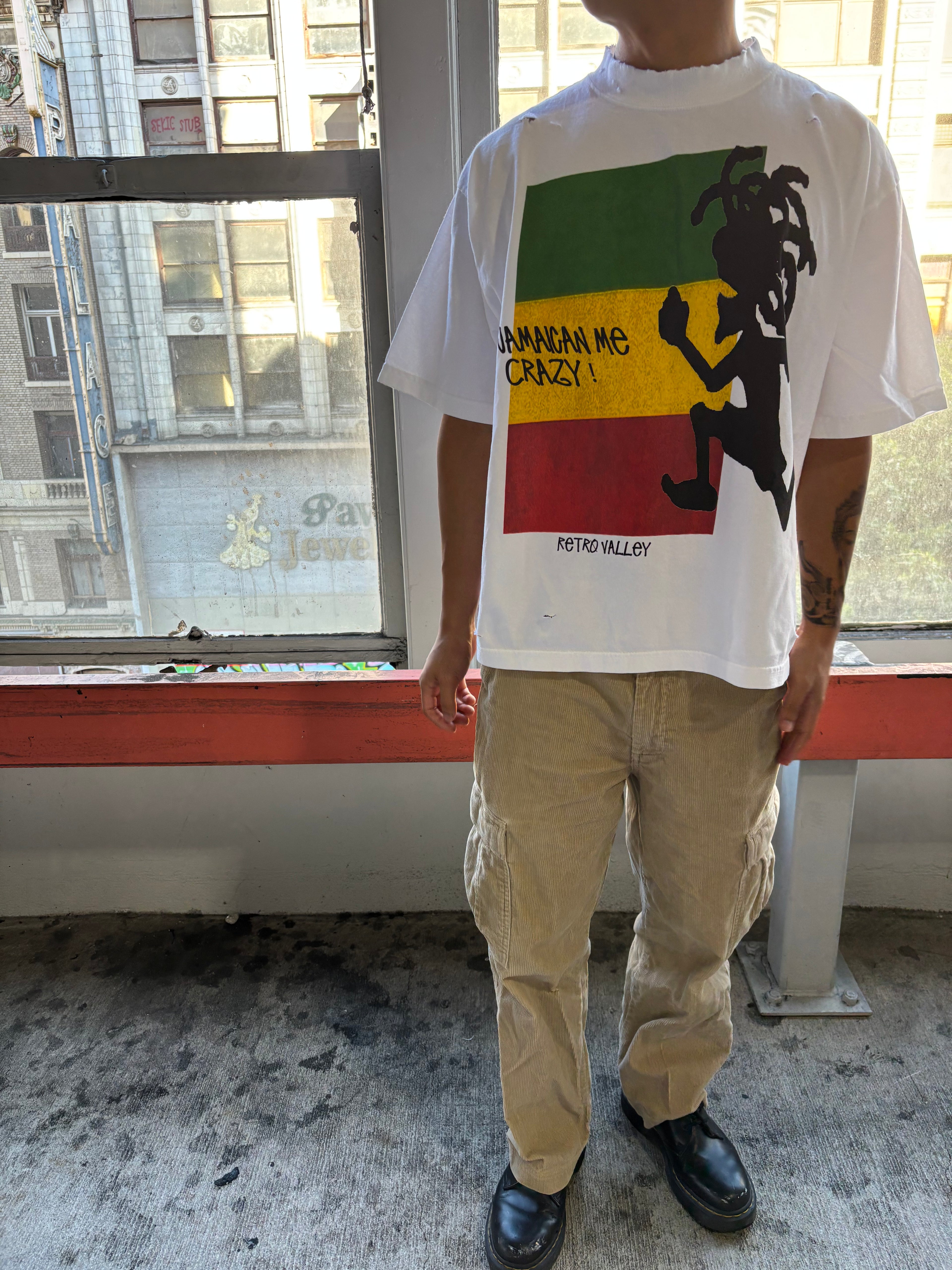 Distressed Jamaican Me Crazy! Cropped Tee